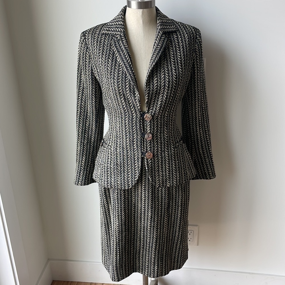 𝅺Christian LACROIX vintage silk skirt suit Made in France size 42 Medium/Large